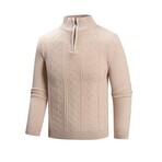 Quarter Zip-Up Cable-Knit Sweater // Apricot (XS)