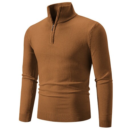 Quarter-Zip Solid Pullover // Caramel (XS)