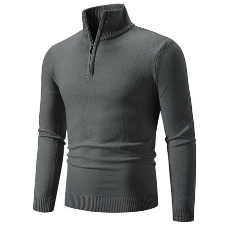 Quarter-Zip Solid Pullover // Dark Gray (XS)