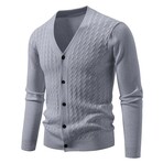 V-Neck Cable-Knit Cardigan // Gray (XS)