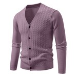 V-Neck Cable-Knit Cardigan // Purple (XS)