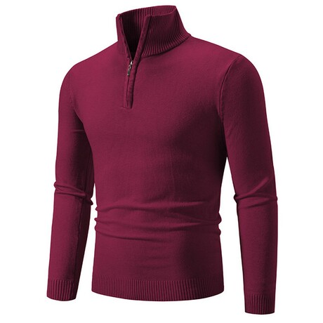 Quarter-Zip Solid Pullover // Wine Red (XS)