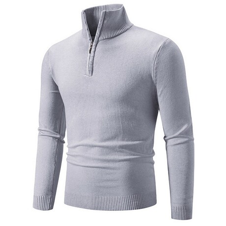 Quarter-Zip Solid Pullover // Light Gray (XS)