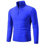 Quarter-Zip Solid Pullover // Blue (XS)