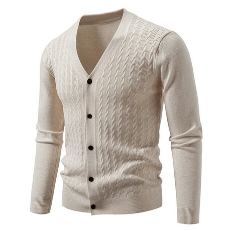 V-Neck Cable-Knit Cardigan // Apricot (XS)
