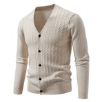 V-Neck Cable-Knit Cardigan // Apricot (XS)