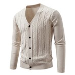 V-Neck Vertical Textured Cardigan // Apricot (XS)