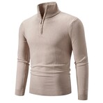 Quarter-Zip Solid Pullover // Beige (XS)