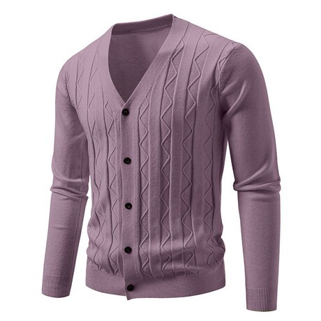 V-Neck Vertical Textured Cardigan // Purple (XS)