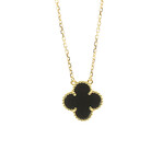 Van Cleef & Arpels // 18k Yellow Gold Vintage Alhambra Onyx Pendant Necklace // 14.76"-16.53" // Store Display