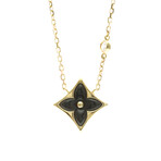 Louis Vuitton // 18k Yellow Gold Star Blossom Diamond + Onyx Pendant Necklace // 15.35"-16.14" // Store Display