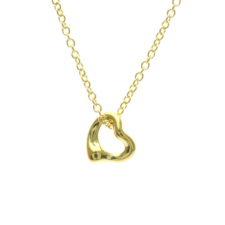 Tiffany & Co. // 18k Yellow Gold Open Heart Pendant Necklace // 15.94" // Store Display