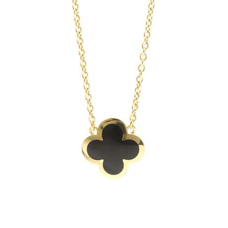 Van Cleef & Arpels // 18k Yellow Gold Pure Alhambra Onyx Pendant Necklace // 14.96"-16.53" // Store Display