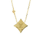 Louis Vuitton // 18k Yellow Gold Star Blossom Diamond + Onyx Pendant Necklace // 15.35"-16.14" // Store Display