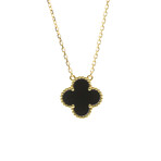 Van Cleef & Arpels // 18k Yellow Gold Vintage Alhambra Onyx Pendant Necklace // 14.76"-16.53" // Store Display