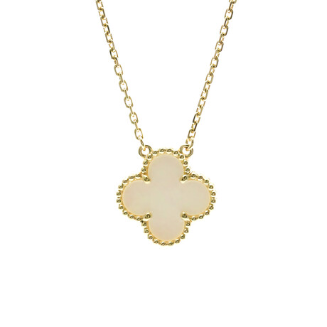 Van Cleef & Arpels // 18k Yellow Gold Vintage Alhambra Mother of Pearl Pendant Necklace // 14.96"-16.14" // Store Display