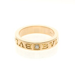 Bulgari // 18k Rose Gold Double Logo Diamond Ring // Ring Size: 5.5 // Store Display