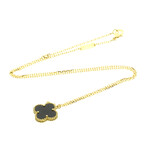 Van Cleef & Arpels // 18k Yellow Gold Vintage Alhambra Onyx Pendant Necklace // 14.76"-16.53" // Store Display