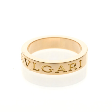 Bulgari // 18k Rose Gold Double Logo Diamond Ring // Ring Size: 5.5 // Store Display