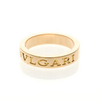 Bulgari // 18k Rose Gold Double Logo Diamond Ring // Ring Size: 5.5 // Store Display