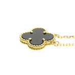 Van Cleef & Arpels // 18k Yellow Gold Vintage Alhambra Onyx Pendant Necklace // 14.76"-16.53" // Store Display