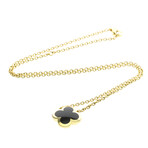 Van Cleef & Arpels // 18k Yellow Gold Pure Alhambra Onyx Pendant Necklace // 14.96"-16.53" // Store Display