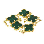 Van Cleef & Arpels // 18k Yellow Gold Vintage Alhambra Malachite Clover Bracelet // 7.28" // Store Display
