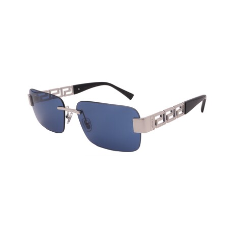 Versace // Men's VE2298-100180 Square // Silver + Dark Blue