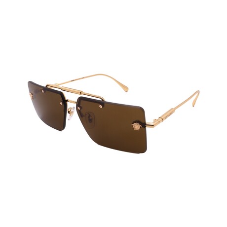 Versace // Men's VE2245 100273 Square // Gold + Dark Brown