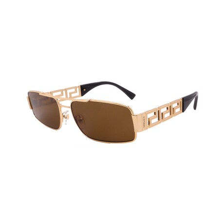 Versace // Men's VE2257-100273 Square // Gold + Dark Brown