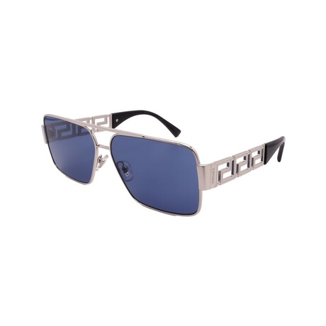 Versace // Men's VE2290-100180 Square // Silver + Dark Blue