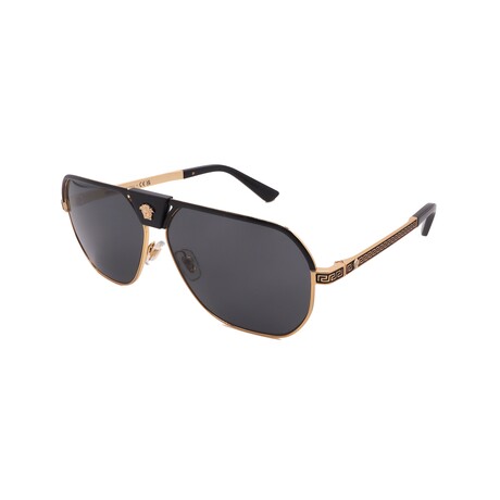 Versace // Men's VE2294-100287 Aviator // Black Gold + Dark Grey