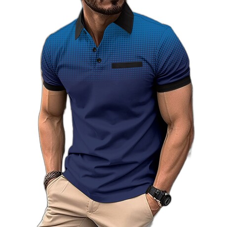 Gradient Short Sleeve Polo // Blue (XS)
