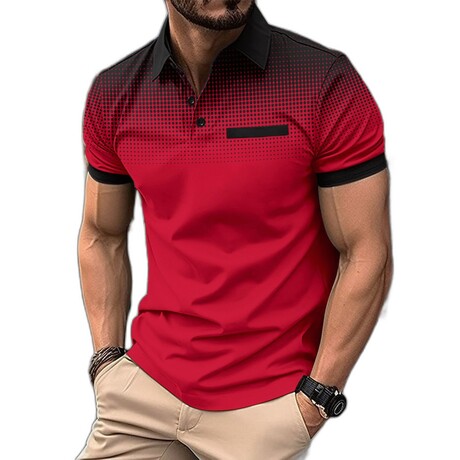 Gradient Short Sleeve Polo // Wine Red (XS)