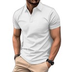 Waffle Textured Short Sleeve Polo // White (XS)