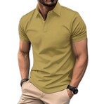 Waffle Textured Short Sleeve Polo // Dark Khaki (XL)