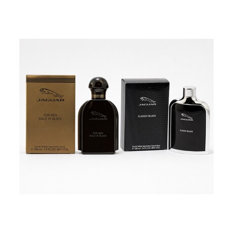 Men's // Jaguar // Duo - Classic Black + Gold In Black EDT Sprays // 3.4 Oz + 3.4 Oz