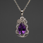 Sterling Silver Amethyst Gemstone Pendant + 18" Sterling Chain // Pear