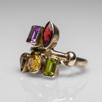 Sterling Silver Multi Gemstone Ring // Size 7