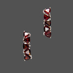Sterling Silver 5mm Garnet Gemstone Stud Drop Earrings // Trillion