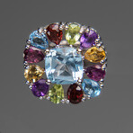 Multi Gemstone Sterling Silver 15mm Stud Earrings // Floral V.2