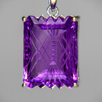 Sterling Silver Amethyst Gemstone Pendant + 18" Sterling Chain // Rectangular