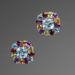 Multi Gemstone Sterling Silver 15mm Stud Earrings // Floral V.2