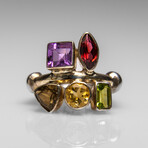Sterling Silver Multi Gemstone Ring // Size 7