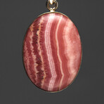 Sterling Silver Rhodochrosite Gemstone Pendant + 18" Sterling Necklace // Oval