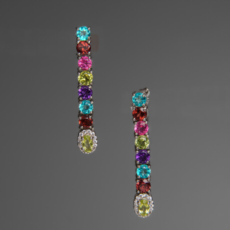 Sterling Silver Gemstone 5x35mm Drop Stud Earrings