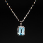 Blue Topaz Gemstone Sterling Silver Pendant + 18" Sterling Chain // Emerald