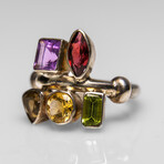 Sterling Silver Multi Gemstone Ring // Size 7