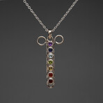 Sterling Silver Multi Gemstone Pendant + 18" Sterling Silver Necklace