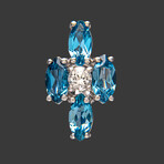 Blue Topaz Gemstone Sterling Silver Latch Back Earrings // Cross